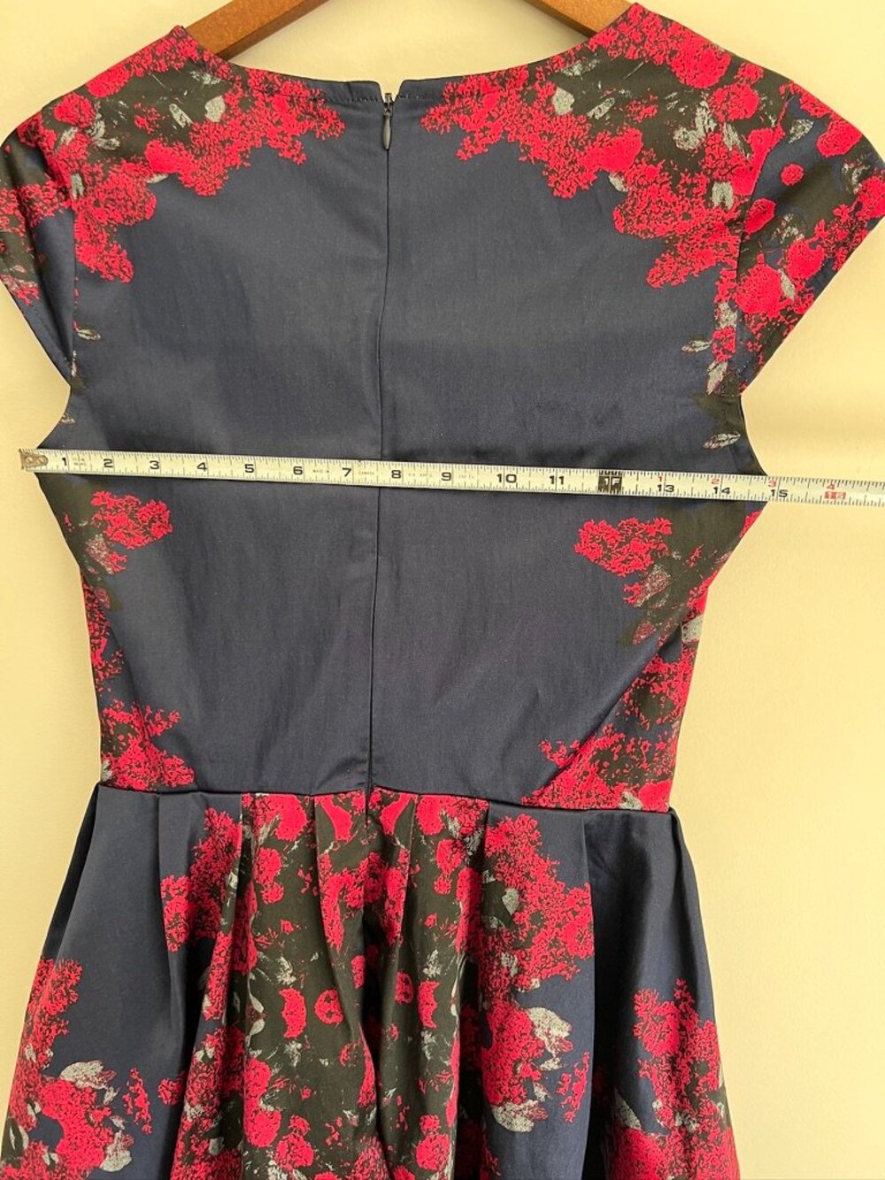 ASOS Navy & Hot Pink Floral Fit & Flare Dress Deep V – US 4 / UK 8 - Picture 11 of 13